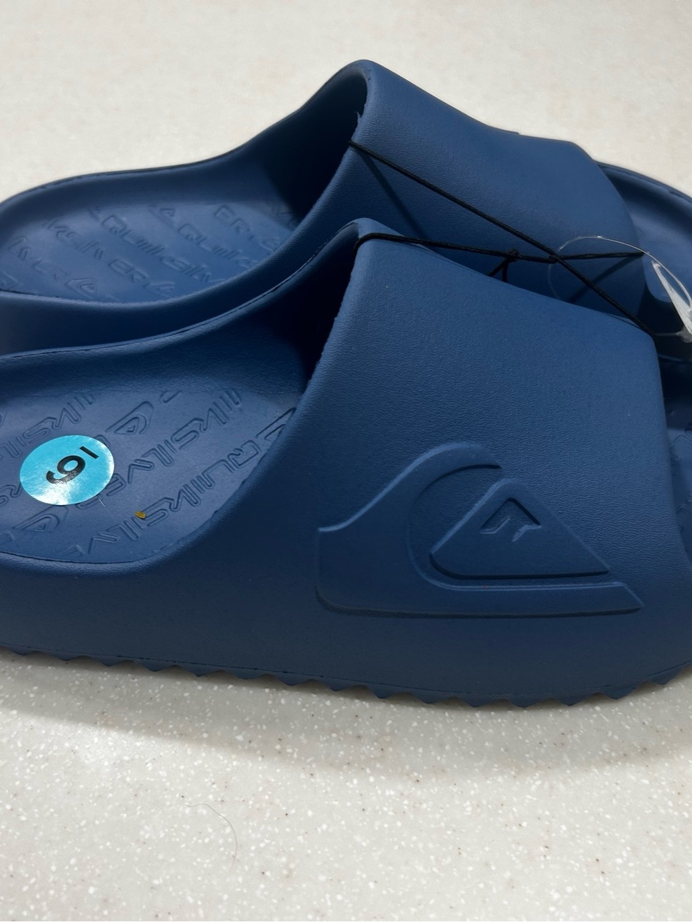 Quiksilver Blue Slide Sandals with Embossed Logo